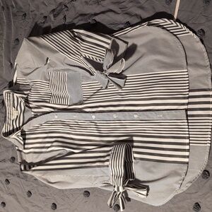2/$10 Cato black & white striped blouse